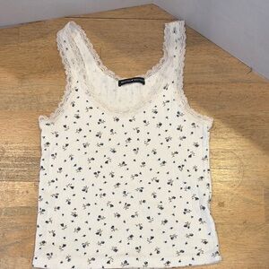 Brandy Melville White Floral Lace Camisole